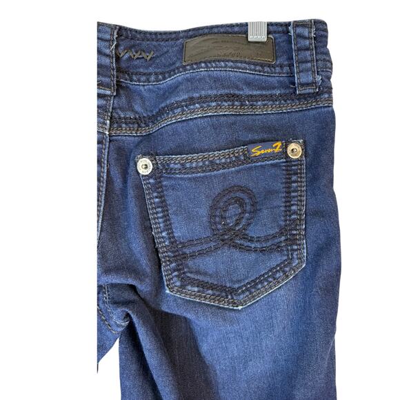 Seven Dark Blue Flare Bootcut Cotton Blend Low Rise Denim Jeans Pants Size 6 - Picture 5 of 9